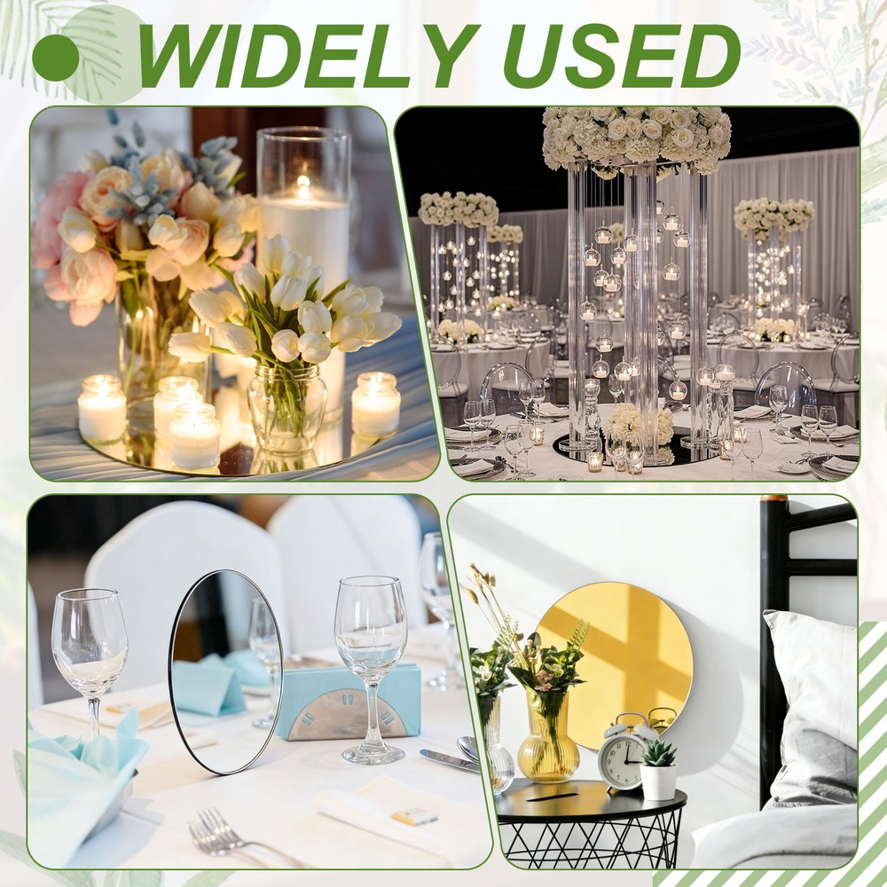 6 Pack 4 Inch Mirror Centerpieces for Table, Round Mirrors Table Plate, Silver
