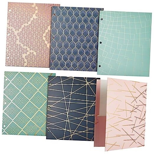 School Folders with Pockets - 3-Hole-Punched Pocket Folders - Binder