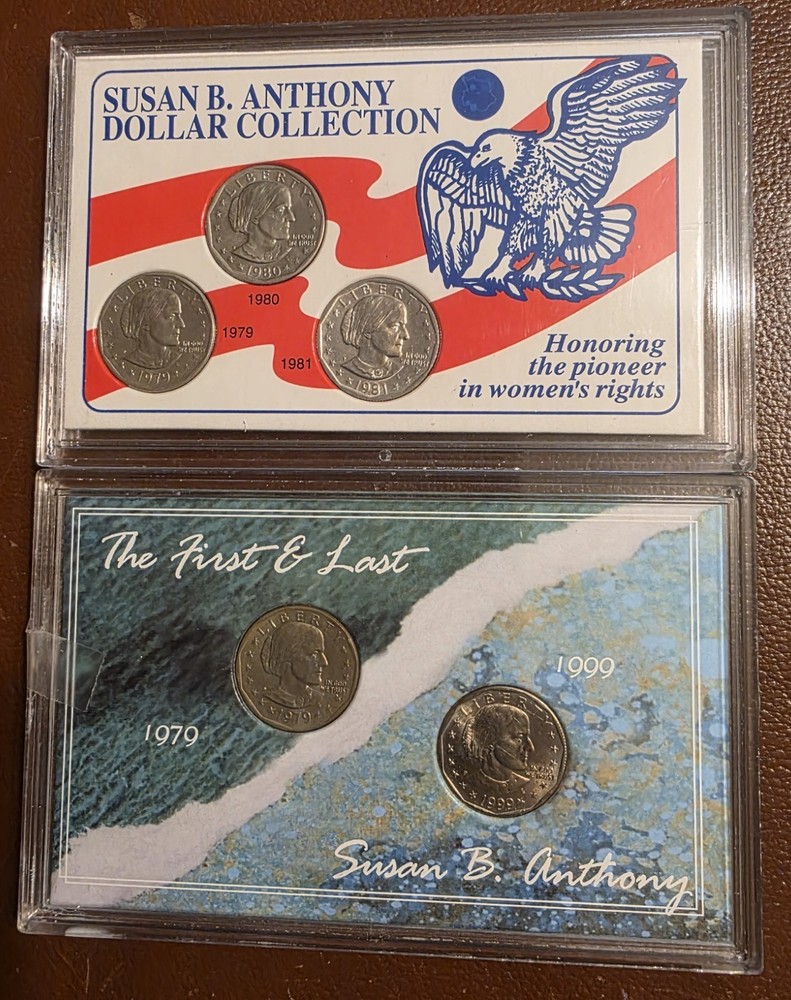 SUSAN B ANTHONY DOLLARS 2 SETS 5 COINS