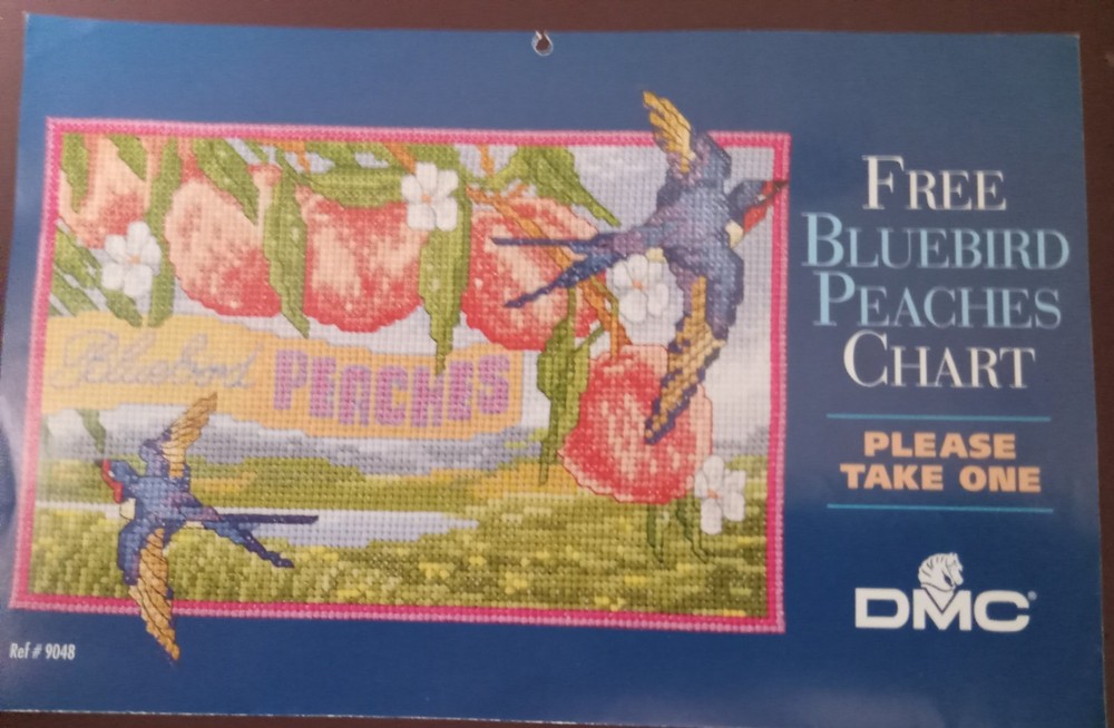 DMC Embroidery Chart Bluebird Peaches/1996