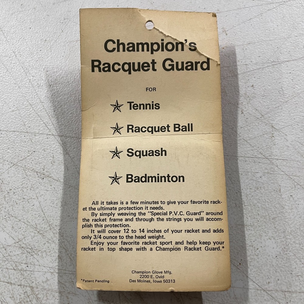 Vintage Champion Racket Guard Clear Rope Wrap