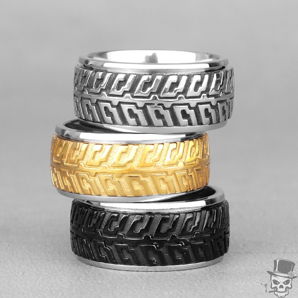 Sculpt Rings™ Rotatable Tire Pattern Punk Ring - Bold & Functional US Size 7-11