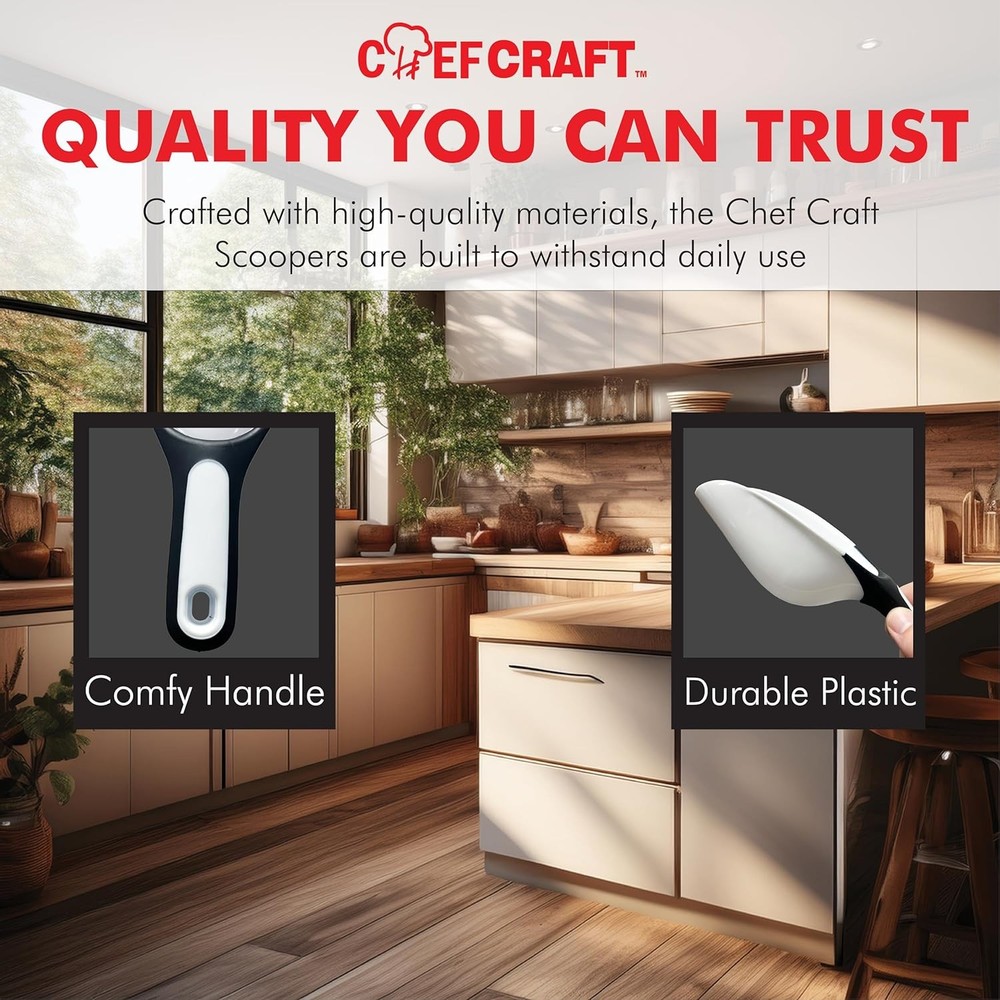 Chef Craft Select Plastic Scoop, 1 Cup, White
