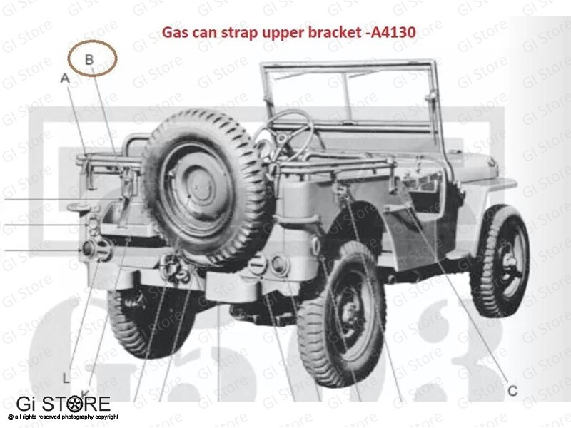Gas can strap upper bracket -Fits Willys Jeep MB/GPW-All models -A4130