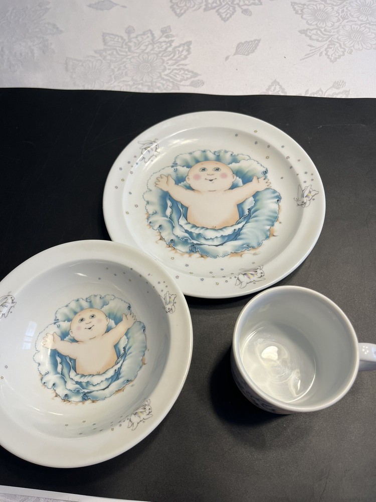 Royal Worcester Cabbage Patch 3 Piece Set Plate Bowl Cup England