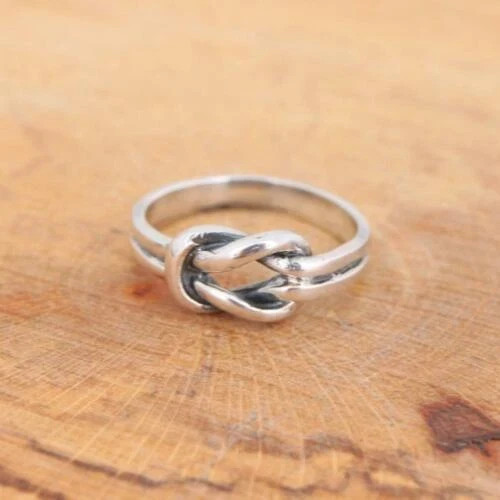 Solid 925 Sterling Silver Band Ring Knot Ring Designer Handmade Ring All Size