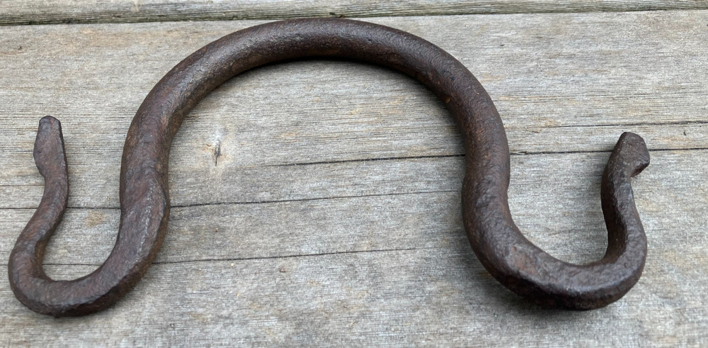 Antique Hand Forged Double Hook Primitive Farm Tool