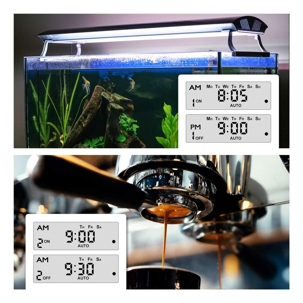 BN-LINK 7 Day Heavy Duty Digital Programmable Timer Switch - Dual Outlet 2 Pack