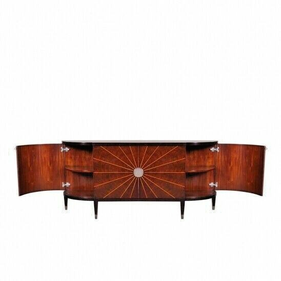 Mahogany Deco Style Buffet with Black Lacquer Top