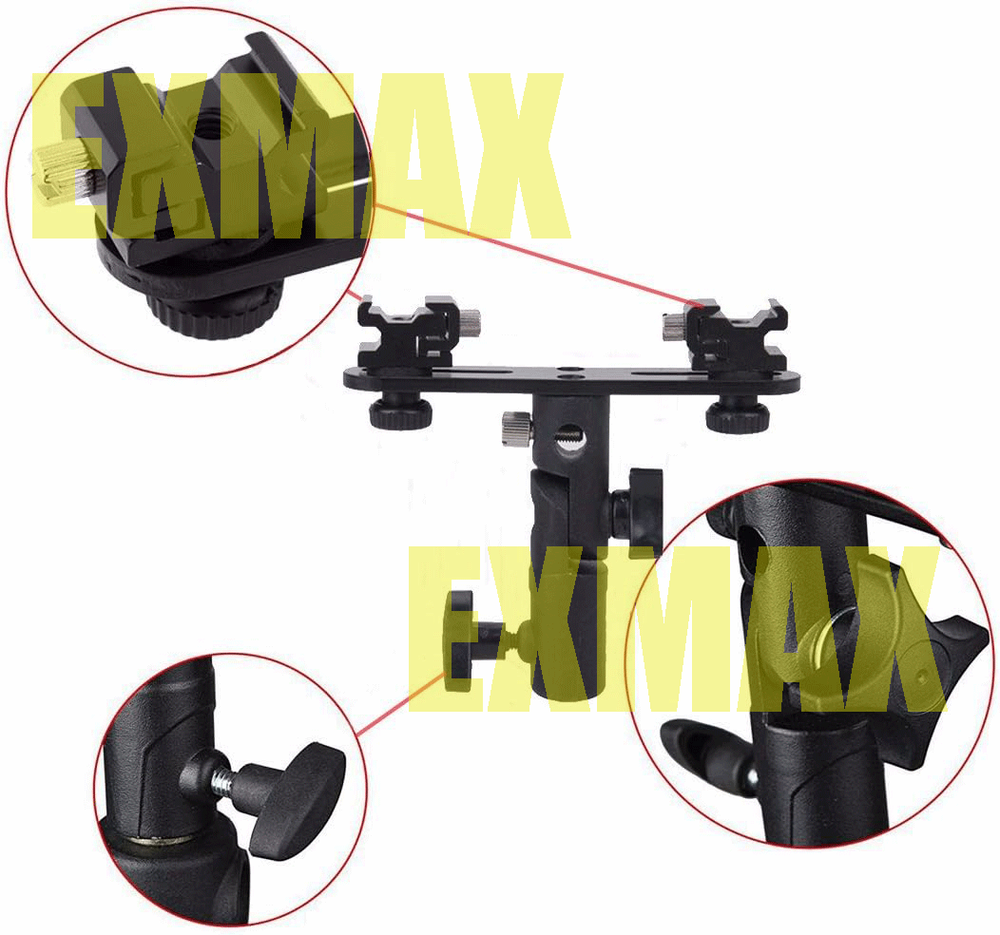 EXMAX E2 Adjustable Double Flash Bracket for Studio Video DSLR Camera,180°,Solid