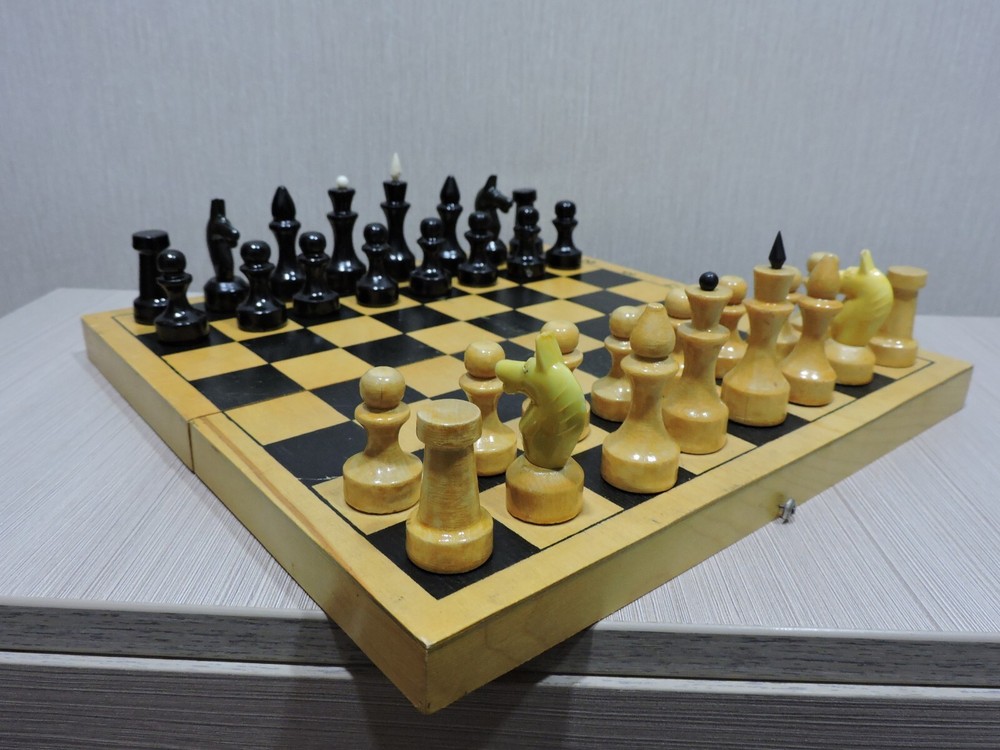 Nice Vintage Wooden Chess Set Soviet USSR
