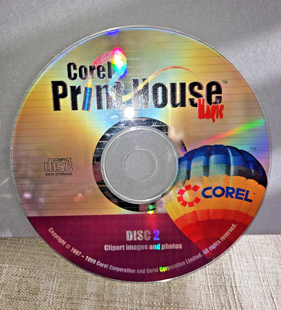 Corel Print House CD Discs 1 & 2 VINTAGE Graphics Software