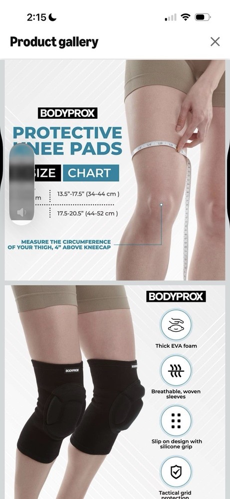 Bodyprox Protective Knee Pads, Thick Sponge, Collision Small/Medium, Black