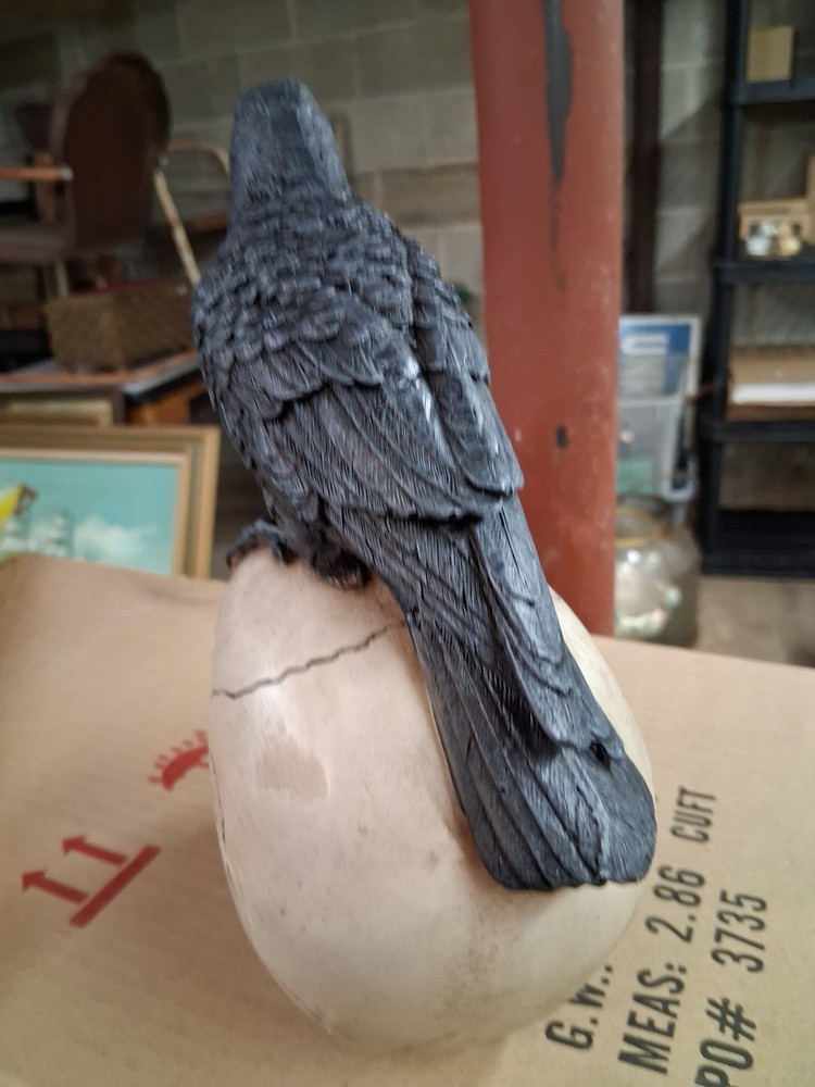 Raven Perched on Skull Gothic Figurine