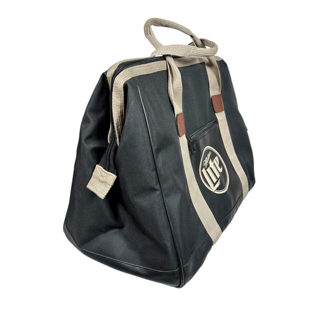 Miller Light Black Double Handle Front Logo Cooler Bag W/ Inside Liner Full Zip