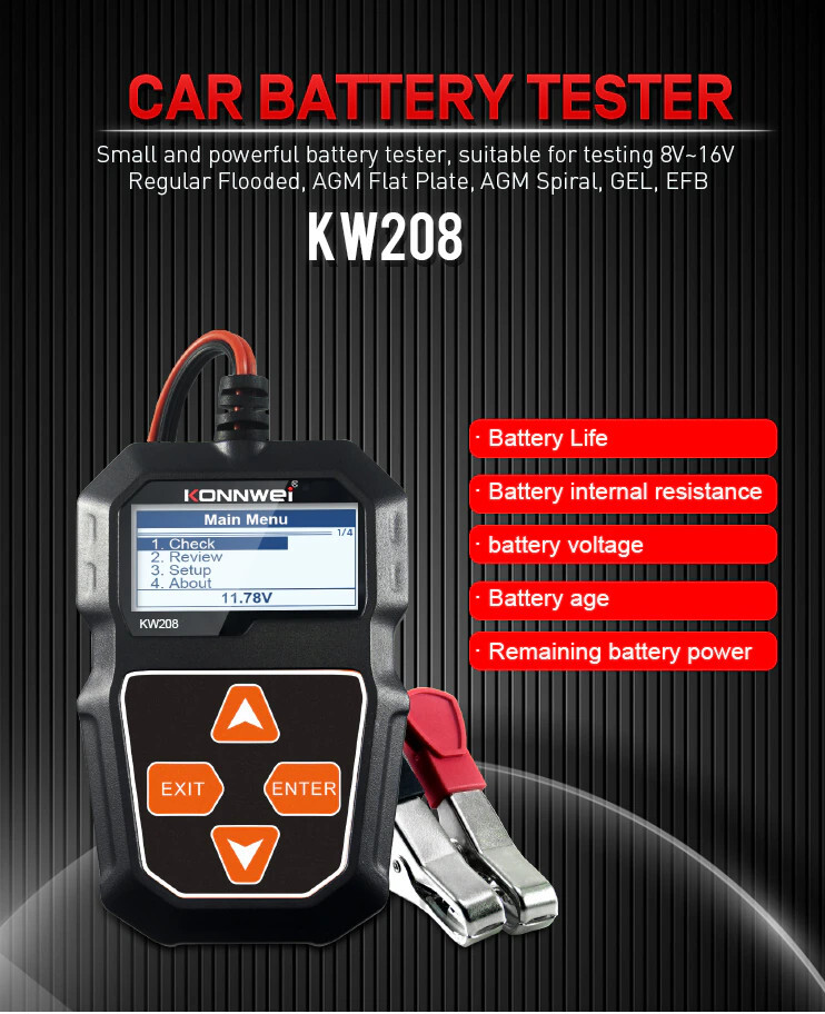 Car Battery Analyzer 12V Battery Tester Load Charging Cranking System Test Tool