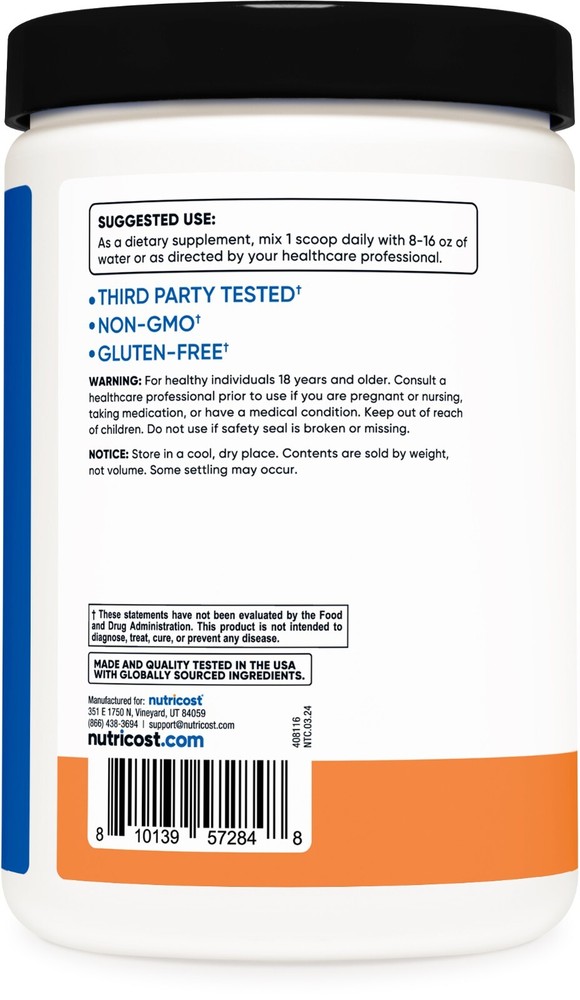 Nutricost BCAA+ Hydration Powder (Peach Rings) 30 Servings