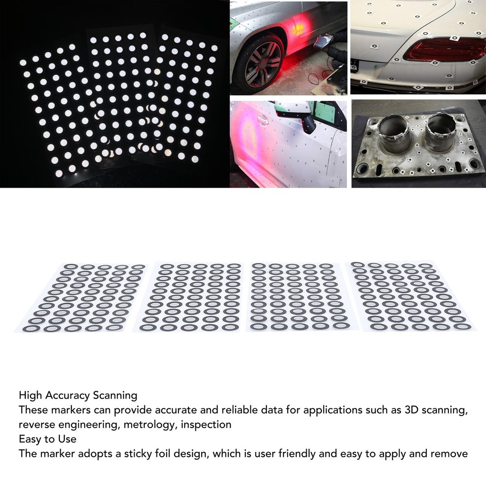 500 Pcs 3D Scanning Marker 6mm ID 10mm OD Reference Point Diffuse Reflect WT
