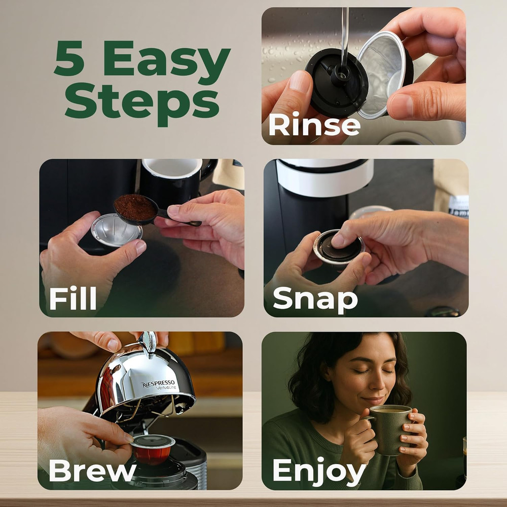 Reusable Coffee Capsule Lids - Refillable Pod Lids for Nespresso Vertuo, Compati