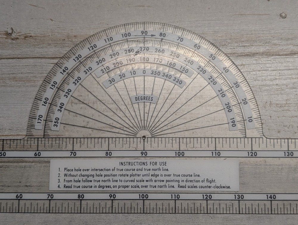 Aviation Flight Plotter Protractor WAC Sectional Chart Navigation Tool Pilot