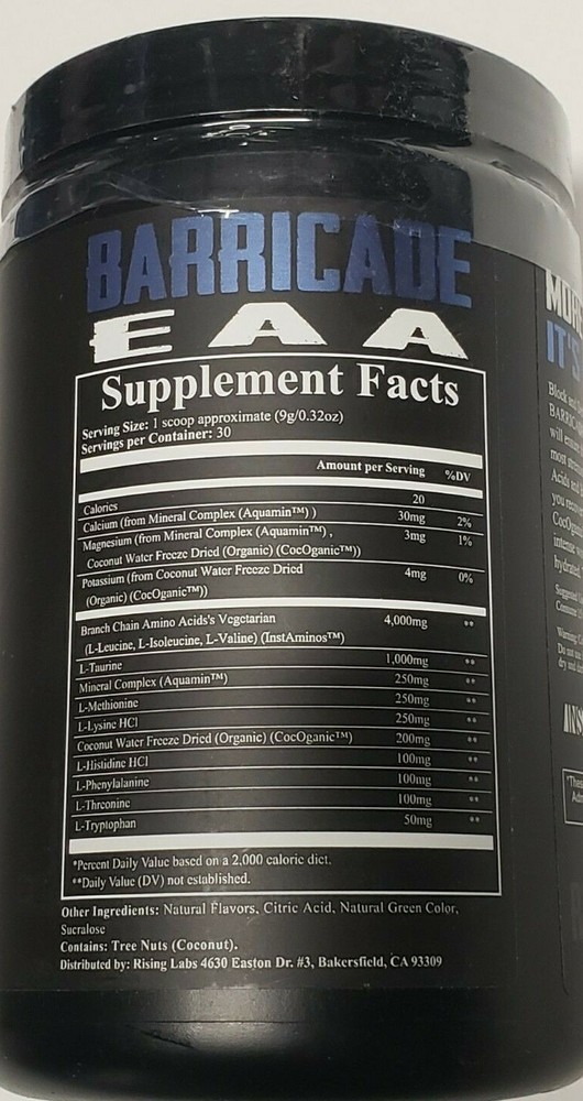 Rising Labs BARRICADE EAA/BCAAs - Cucumber Melon Lime - 30 Servs - Exp 6/2025