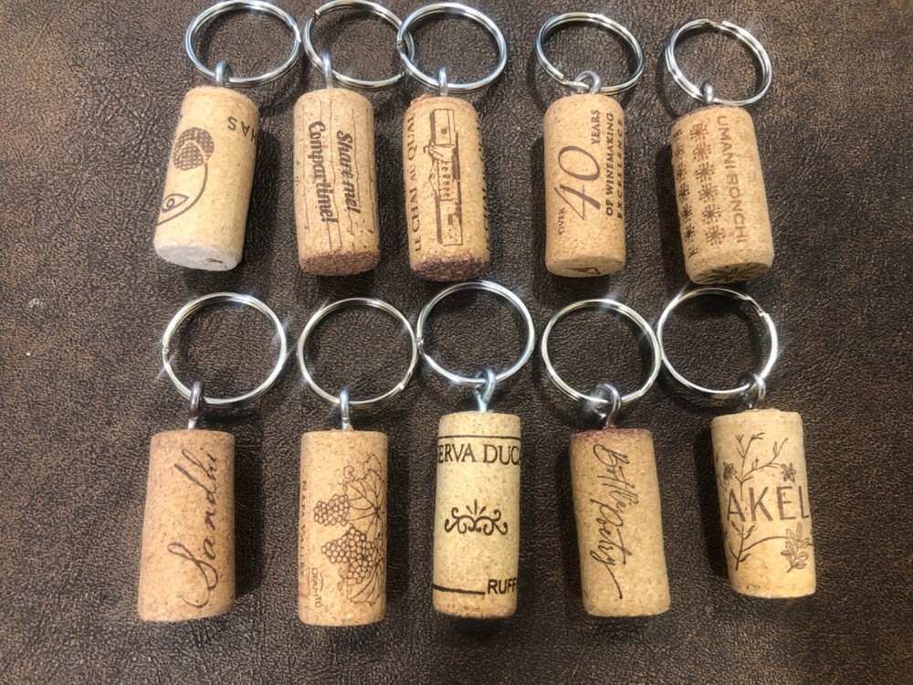 Wine Cork Keychains made from recycled wine corks