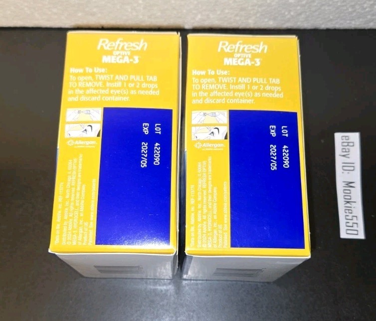 EXP 05/2027! 2 Box 30ct Vials REFRESH OPTIVE MEGA-3 Lubricant Eye Drops