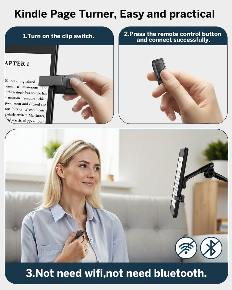 Wireless Kindle Page Turner Remote Control Clip for eReader iPad Tablet
