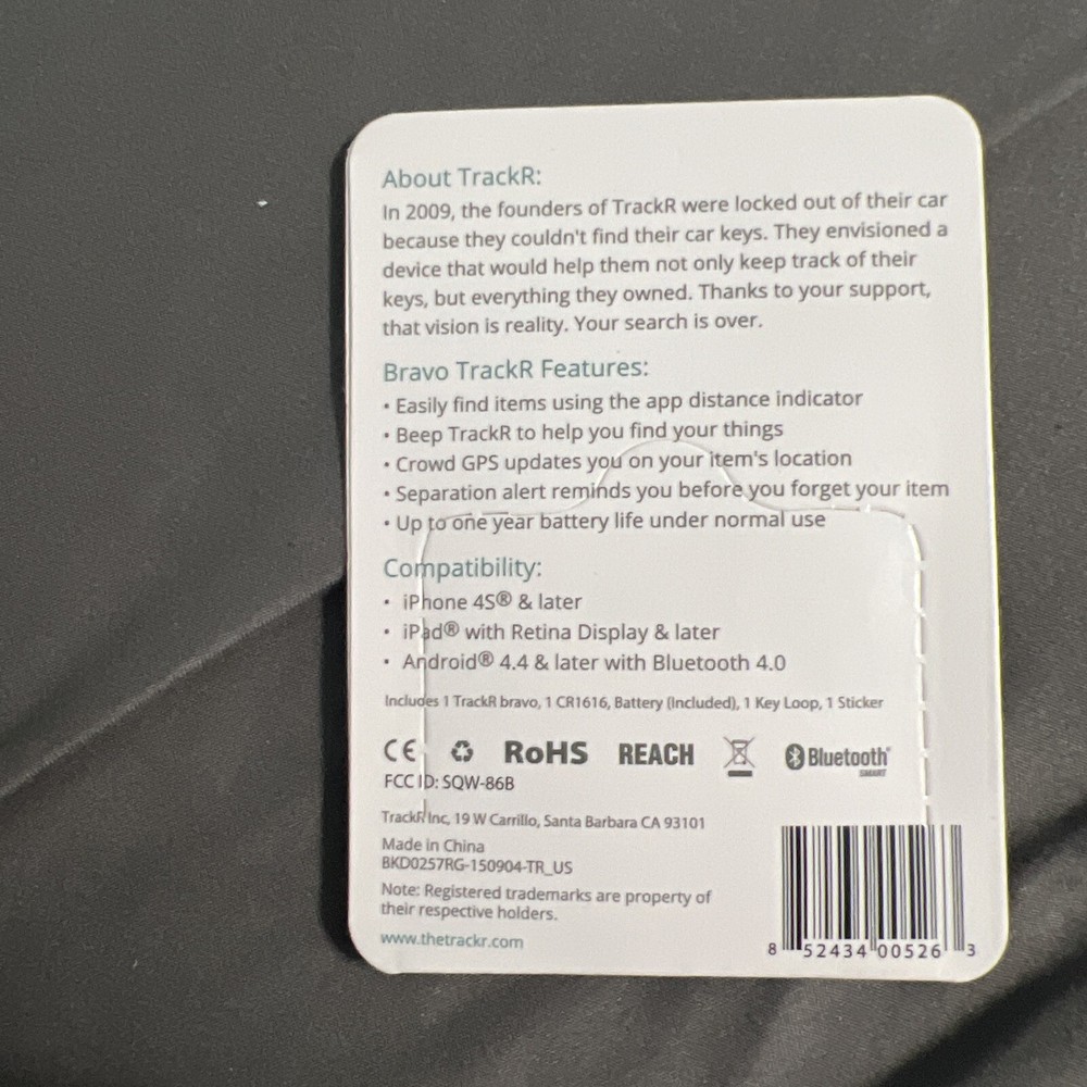TrackR Bravo Lost Item Bluetooth Tracker Tag Android Apple - New - Copper