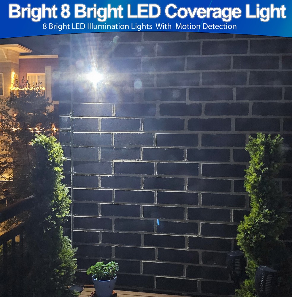 Solar Bug Zapper UV Mosquito Insect Killer w/ Motion Sensor LED Light Waterproof