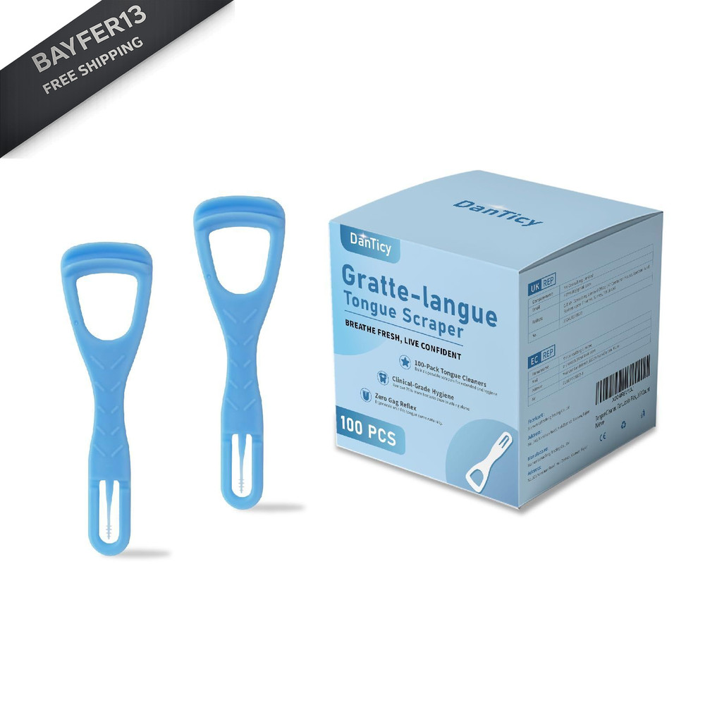 Tongue Cleaner, Scraper, Disposable, Plastic Clean Blue