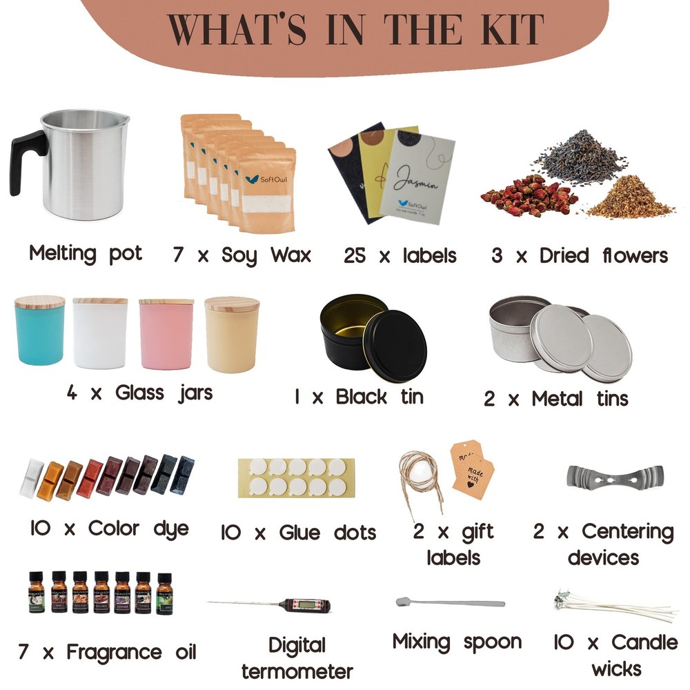 SoftOwl Premium Soy Candle Making Kit - Full Set - large,