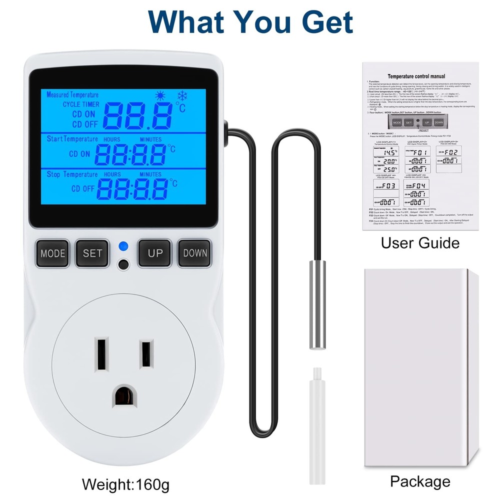 Digital Temperature Controller Thermostat Timer - Reptile Thermostat Controll...