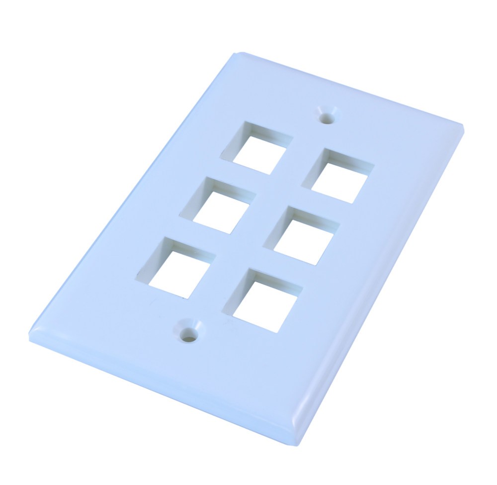Wallplate: Keystone  6 Hole - White