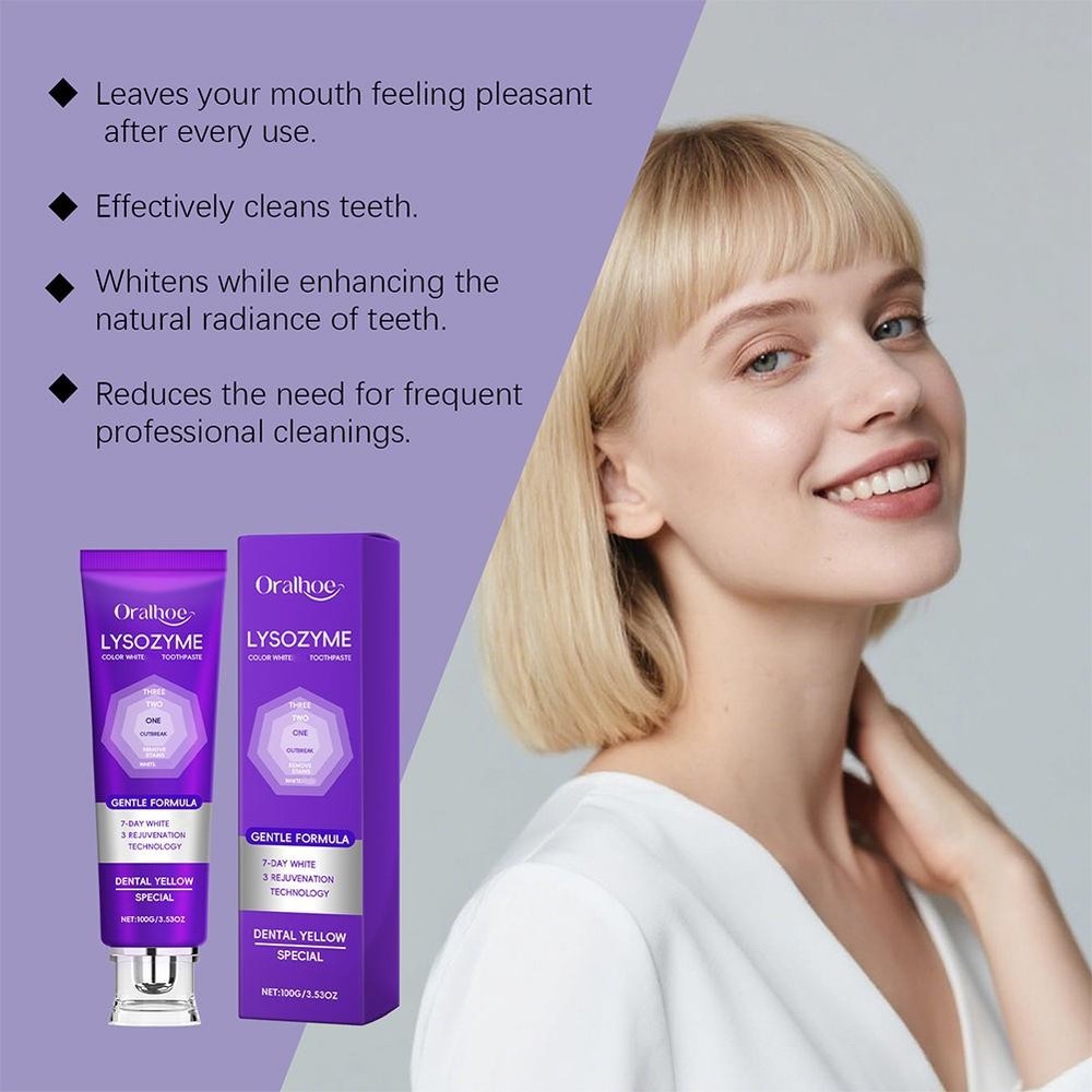 Lysozyme Whitening Toothpaste, 2026 Colour Correcting Purple Toothpaste 100g~