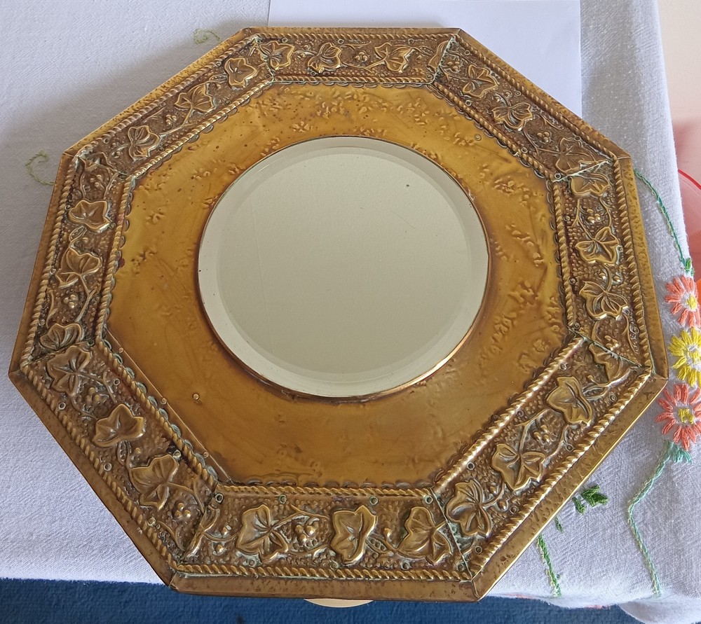 Vintage Octagonal brass-framed wall mirror circa 1900 -1920`s
