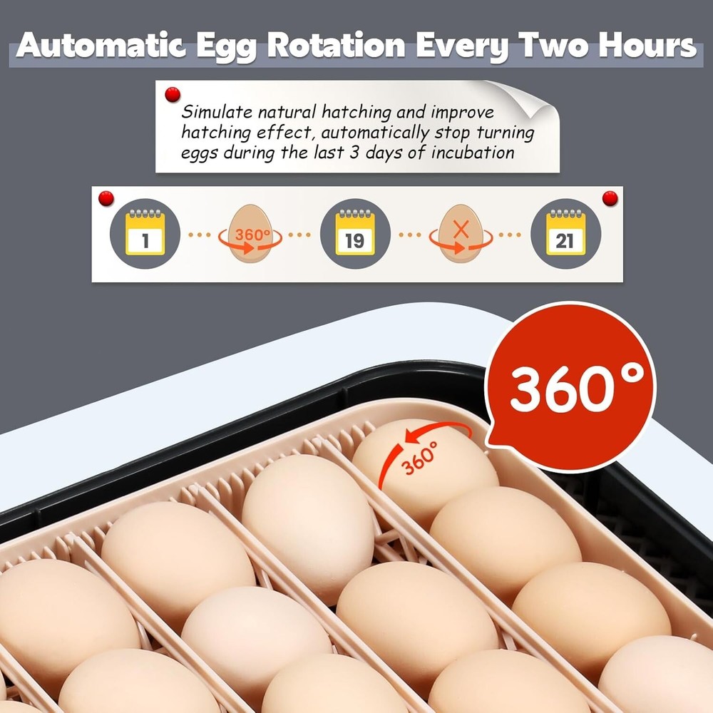 56 Egg Incubator for Hatching Eggs with Automatic Egg Turning & Built-in Candler