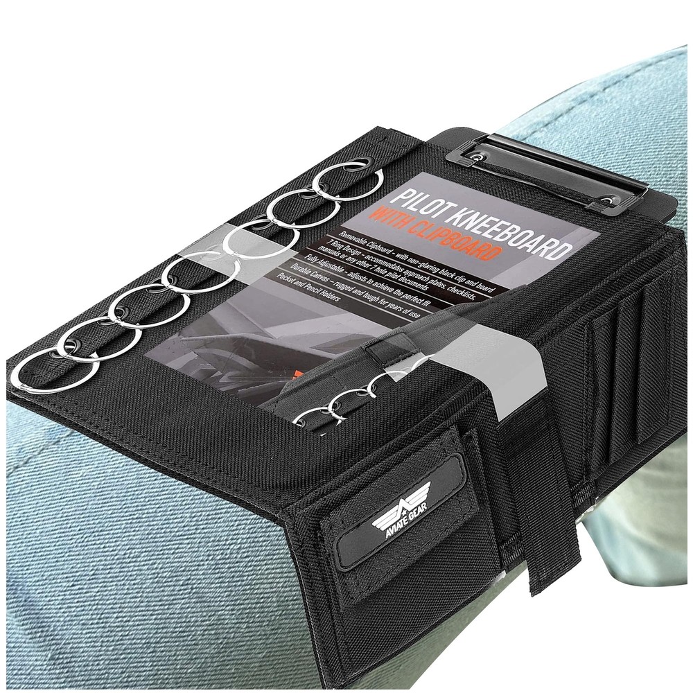 Performore Pilot Kneeboard - includes Clipboard, Knee Strap & 7 Rings - Organ...