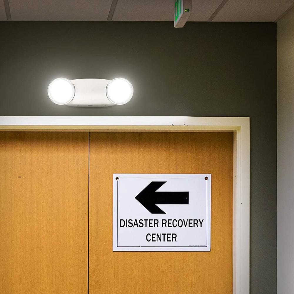 LED Emergency Exit Light Adjustable 2 Round Head With Battery Back-up UL 924