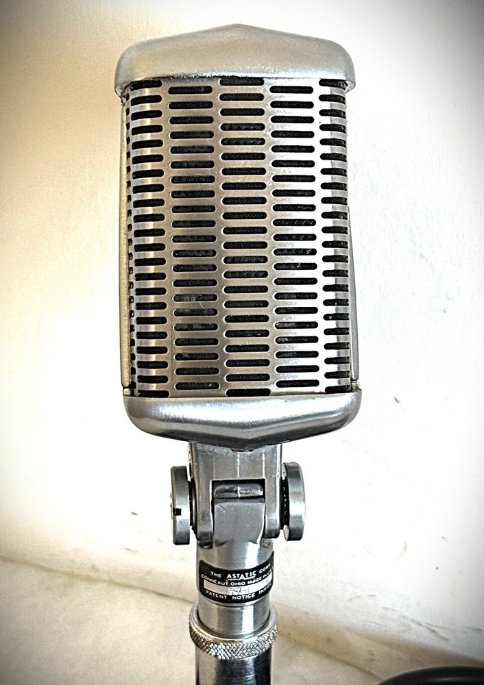 Vintage 1950's ASTATIC 77L Dynamic Microphone, original element, stand & cable