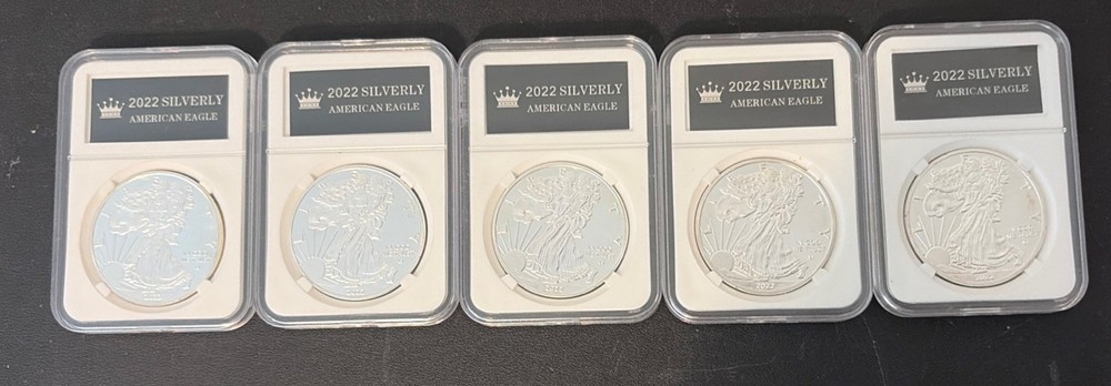 5 American Eagle Replicas/Copies coins  dated 2022 Silvery
