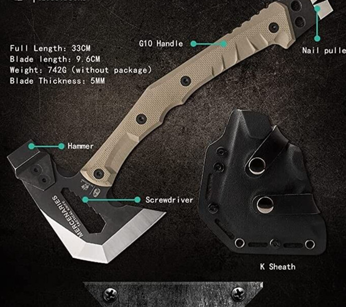 HX OUTDOORS Rescue Tomahawk Tactical Axe Hatchet Engineer Army Survival Camping