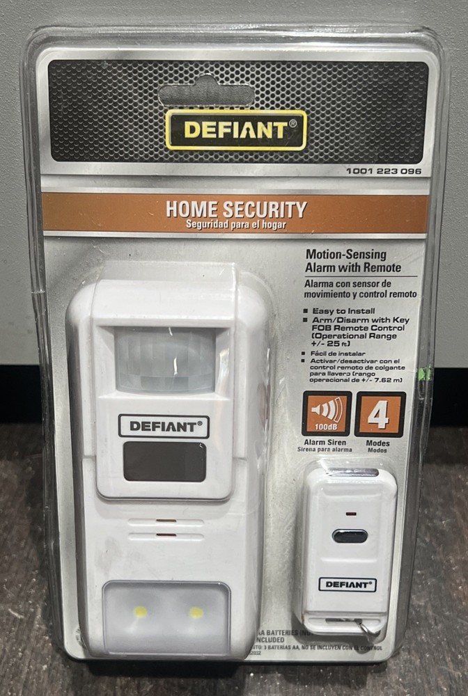 Defiant home security motion-sensing alarm with remote