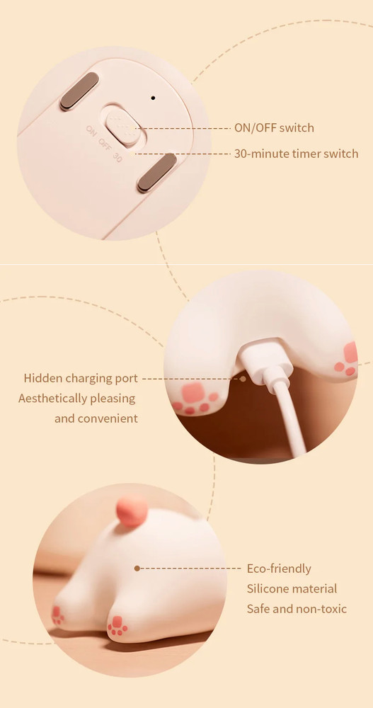 Led Night Light Desktop Lamp Cute Bunny with Timer Touch Sensor