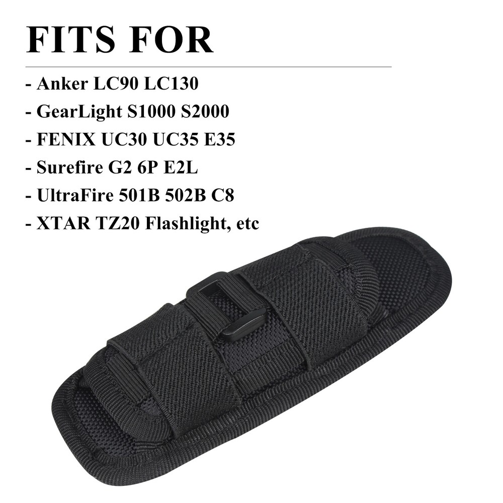 Tactical Flashlight Pack Holster Belt Carry Case Holder with 360° Degrees Rotate