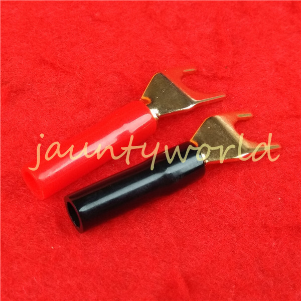 2PC Binding Posts Terminal Audio Cable Fork Spade Plug Connector