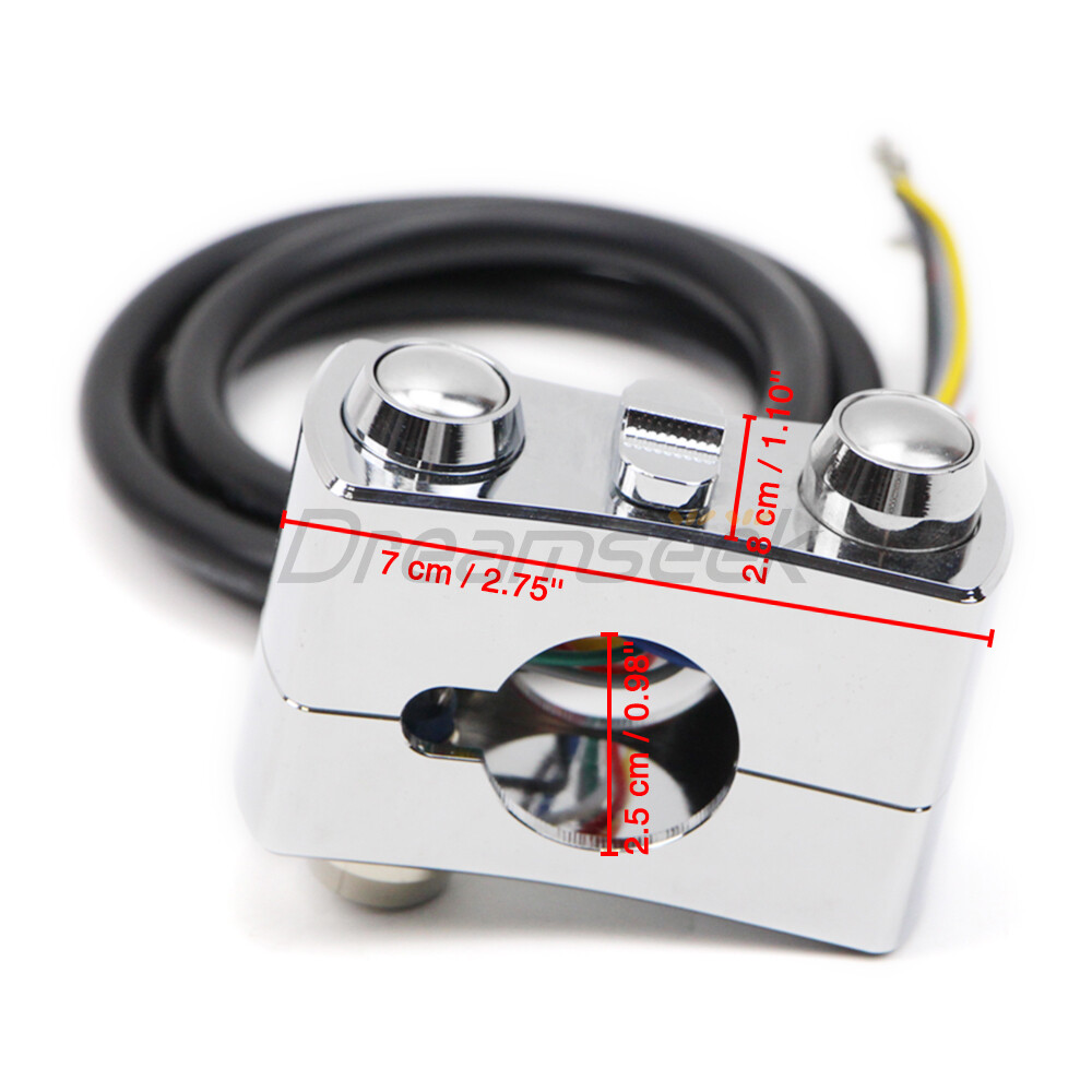 1'' Handlebar Control Switch Button Horn Turn Signal Universal for Harley Chrome