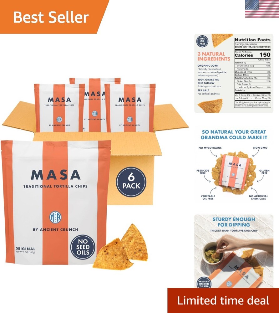 MASA CHIPS - Tortilla Chips Snack Pack - Seed Oil Free, Naturally Grown Corn ...