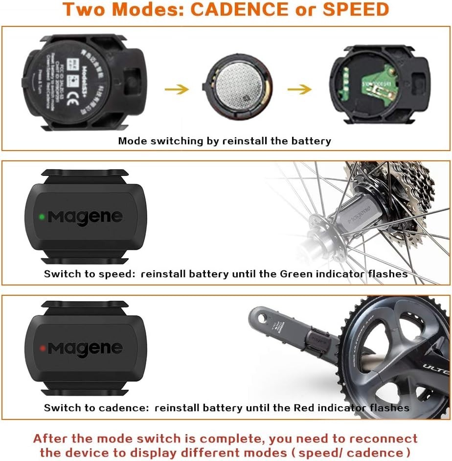 Compact Cadence & Speed Sensor for Bluetooth/ANT+ Cycling Apps Compatibility