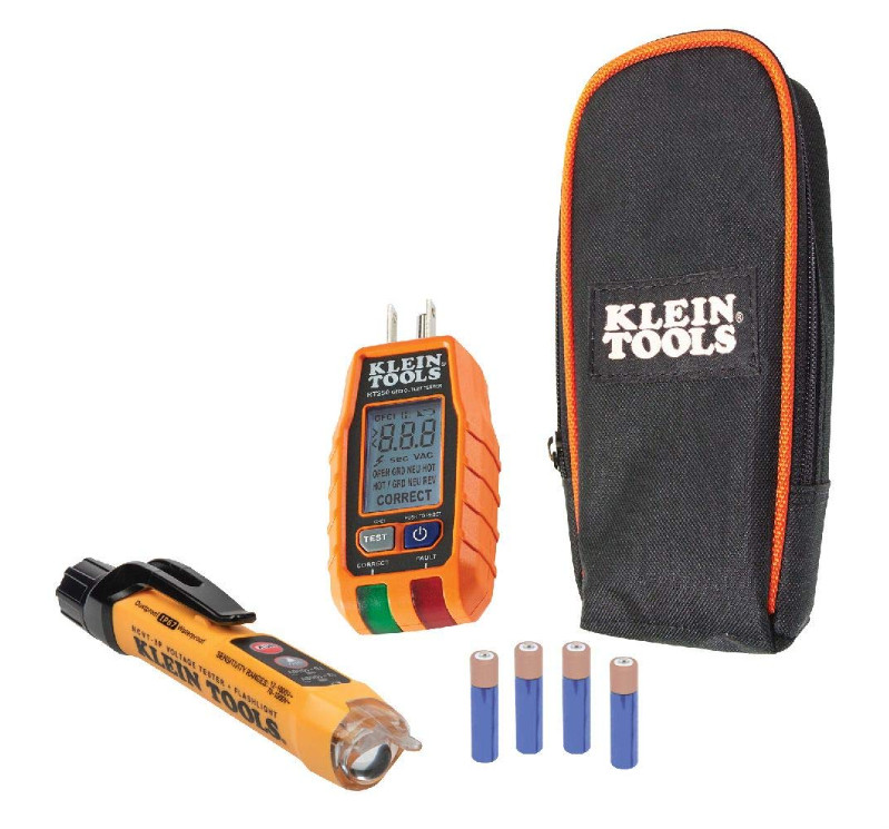 Electrical Kit Non-Contact Voltage GFCI Receptacle Tester with LCD Flashlight